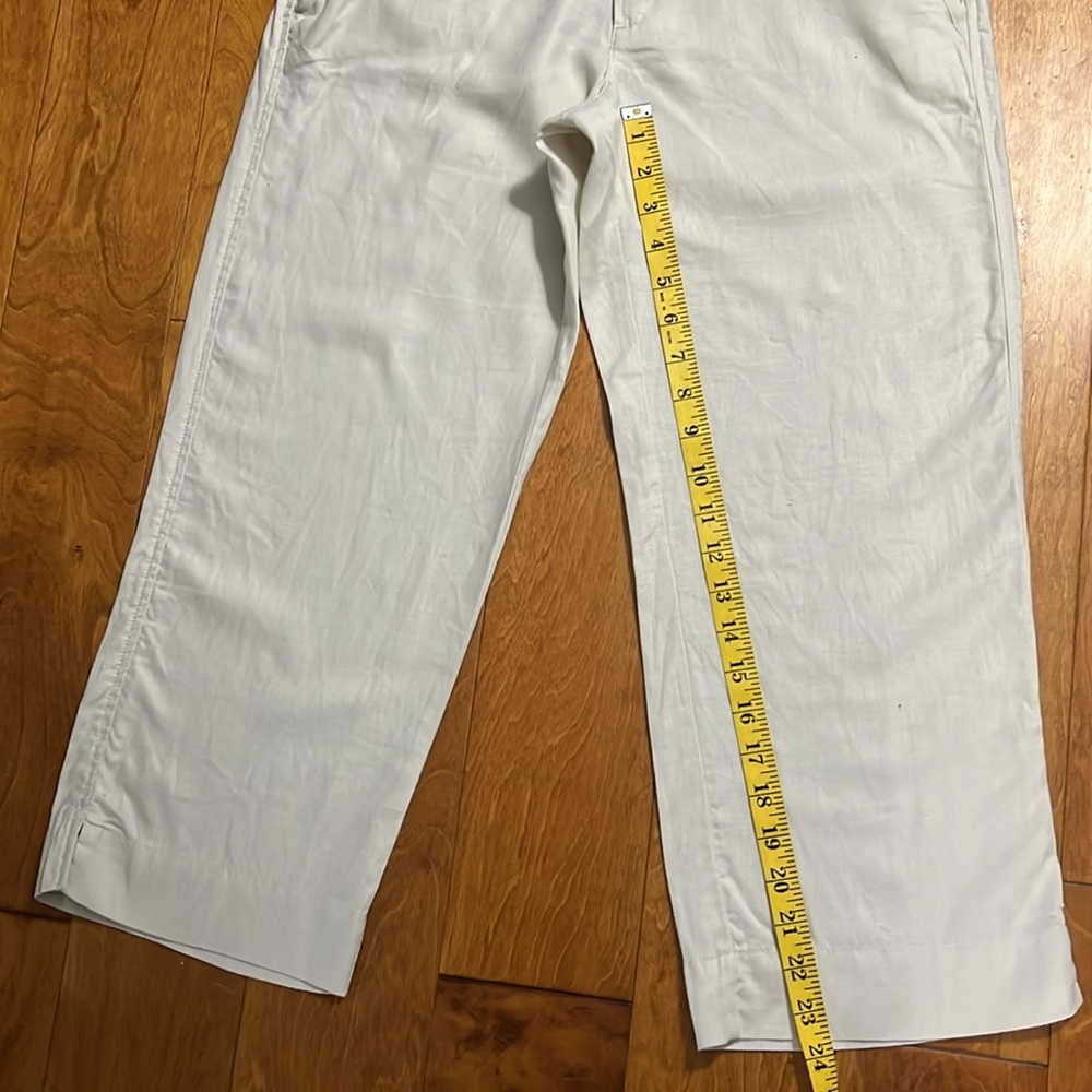 Old Navy Linen Blend Capri Pants Size 6 Cream Cropped Resort Coastal Preppy - Picture 7 of 11